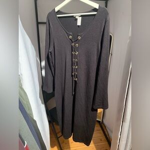 Calvin Klein Black Lace-Up Long Sleeve Dress